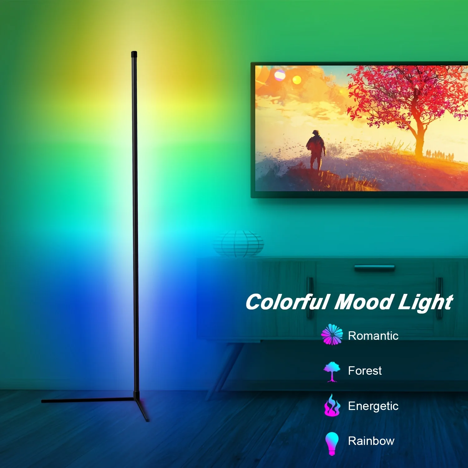 155CM RGB Dream Color Floor Lamp with Music Sync Modern 16 Million Color Changing Standing Mood Light For Bedroom Living Room