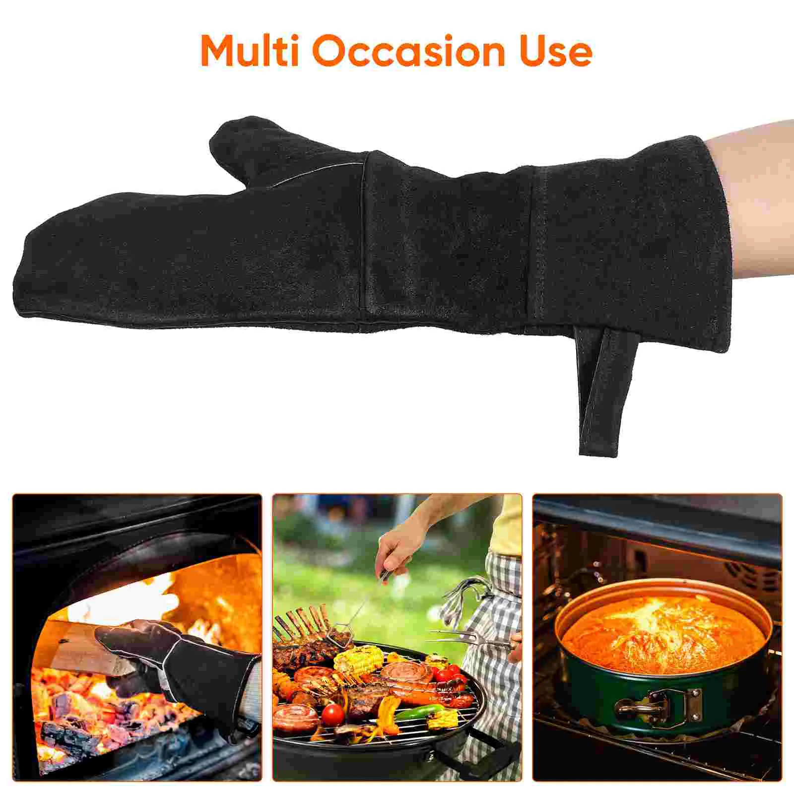 Fireplace Gloves BBQ Heated Mittens Oven Welding Baking Grill Resistant Dad Burner