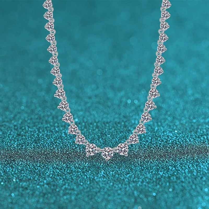 

Великолепное роскошное многослойное ожерелье для женщин PT950, платина, 12 карат, муассанит - инкрустация звездной рекой, перманентный платина