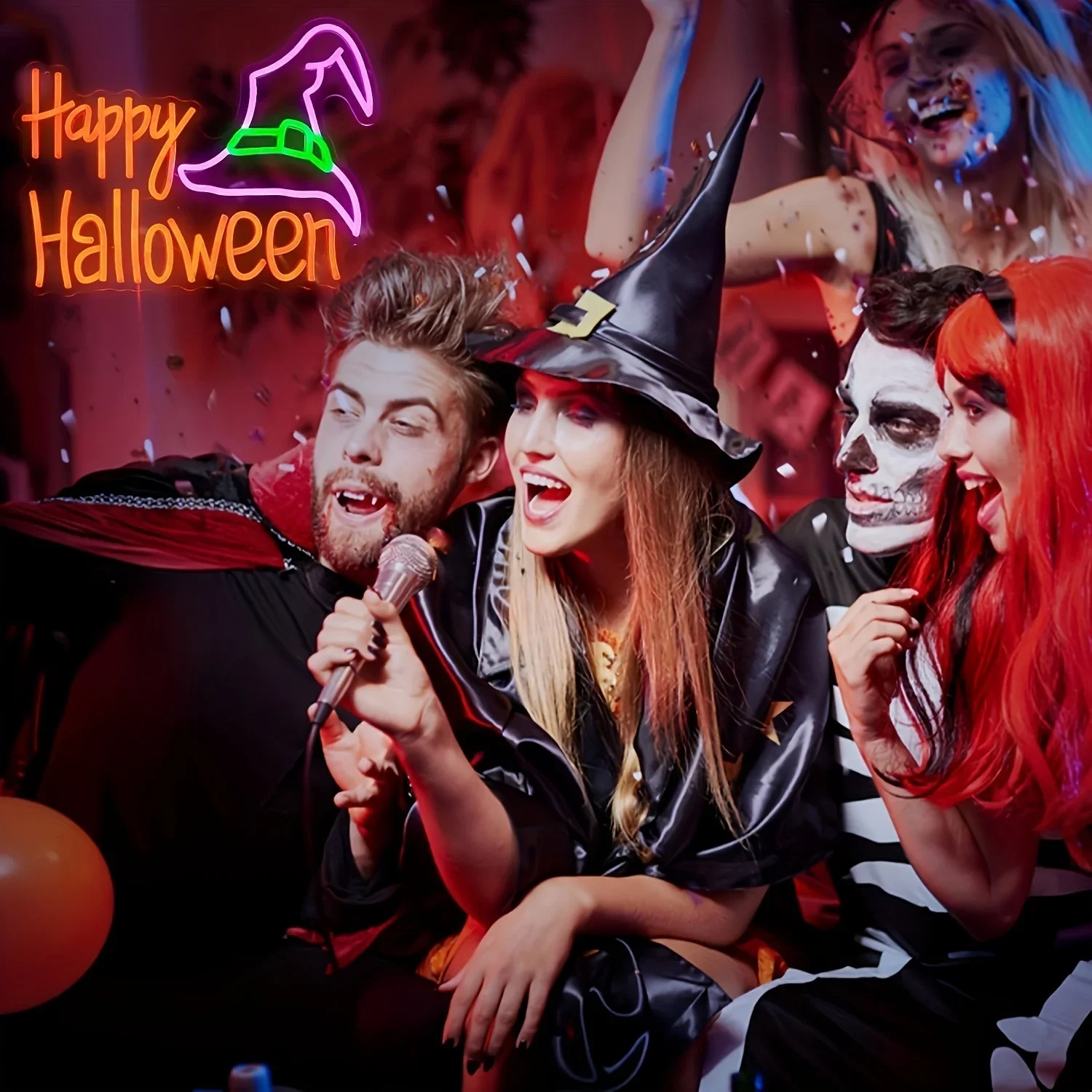 سعيد هالوين ضوء النيون تسجيل USB عكس الضوء LED النيون تسجيل لغرفة النوم غرف معيشة نادي بار رجل الكهف هدايا الحفلات جدار ديكور #5