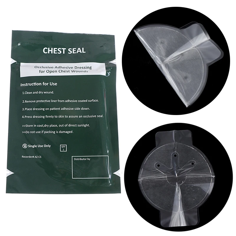 2 sztuk medyczne Vent Chest Seal oklusive klej opatrunek na otwarta klatka piersiowa rany Survival awaryjne uraz naklejka pierwsza pomoc łatka