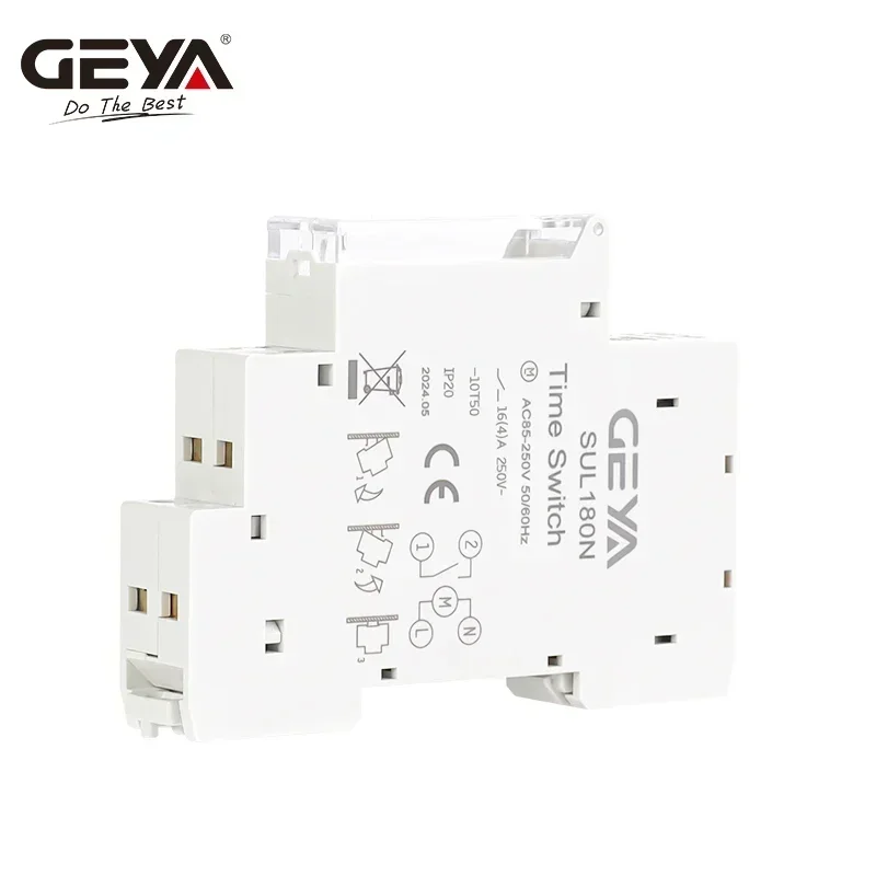 GEYA SUL180N 15 Minutes Mechanical Timer 24Hours Programmable Din Rail Time Switch Timer Relay 16A 85~250VAC