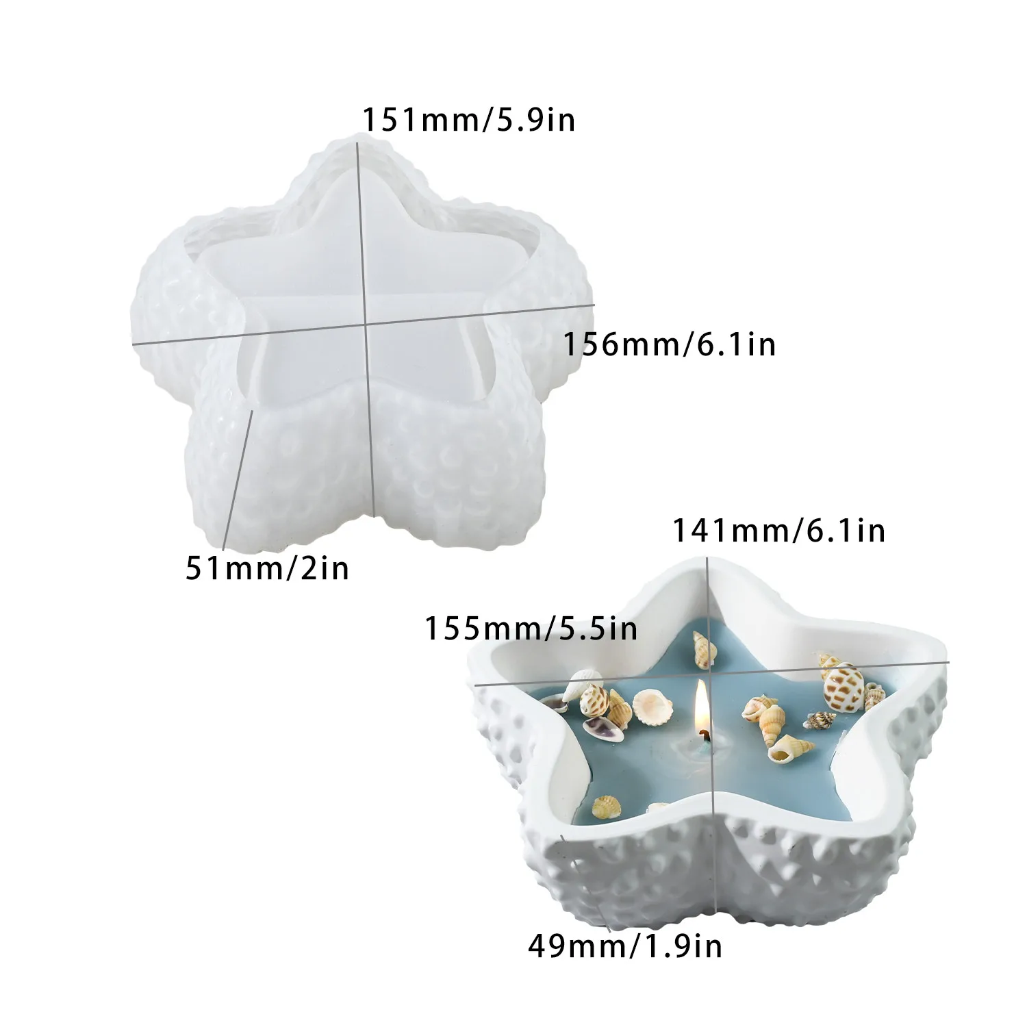Fai da te stella marina candela tazza stampo in Silicone portacandele ornamento resina di gesso stampo epossidico artigianato domestico decorazione strumenti di stoccaggio