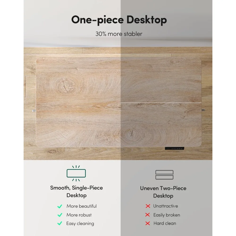 Mesa de escritório vertical de altura ajustável de uma peça, mesa de computador vertical elétrica de 48x24 polegadas, 4 metros
