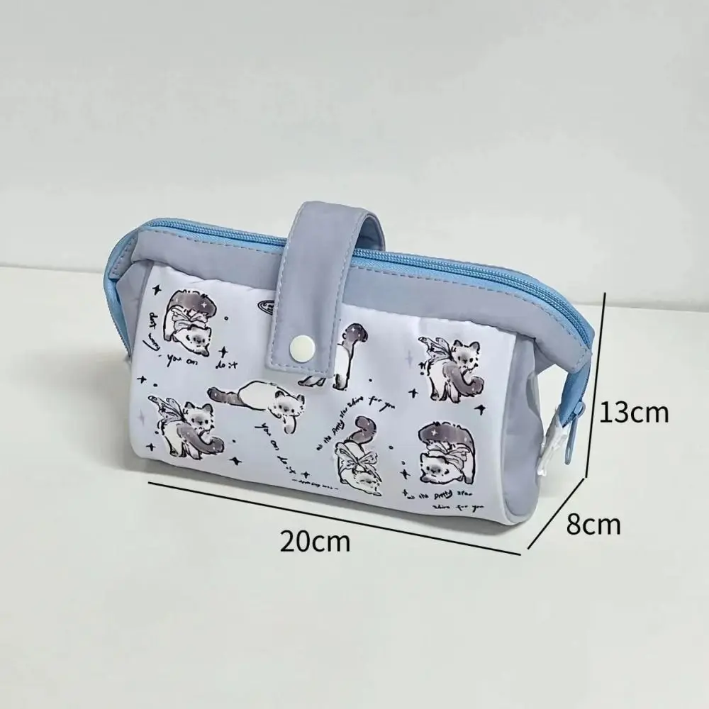 Cartoon Print Cute Dog Pen Bag Creative Large Capacity Cartoon Cat Pencil Case Flip Cover Snaps Multi-functional