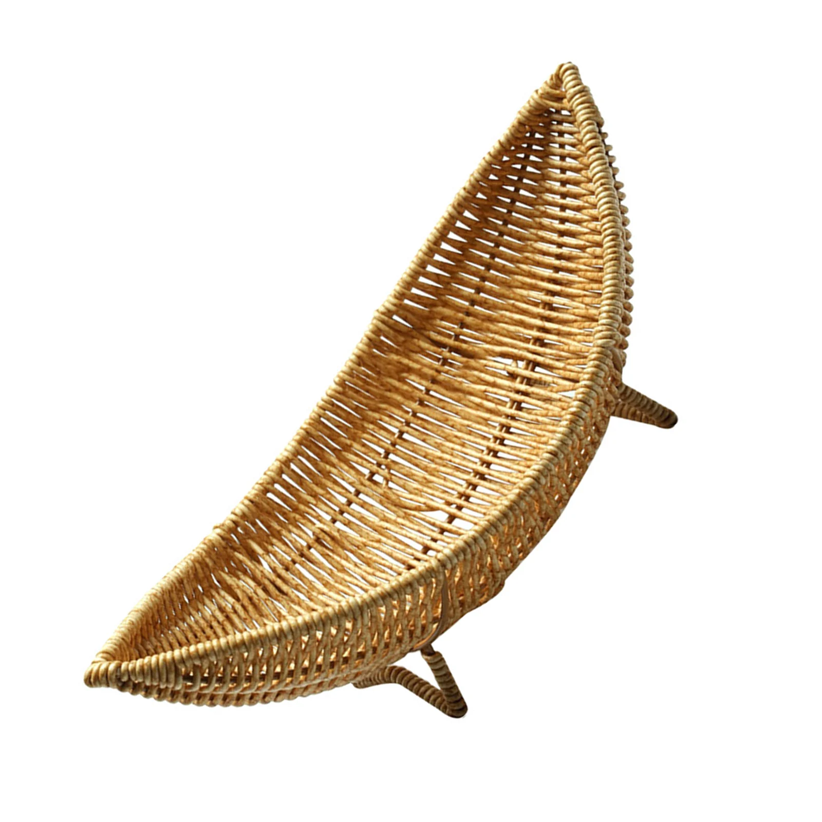 

Rattan Fruit Plate Woven Ship Shaped Basket Multipurpose Kitchen Storage Basket Fruit Vegetable Snack Bread Holder