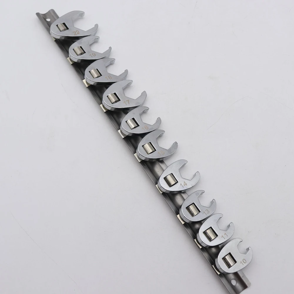 10Pcs 3/8Inch Drive Crowfoot Wrench 10 To 22mm Metric Foot Open End Spanner For Torque Wrench Keys Set