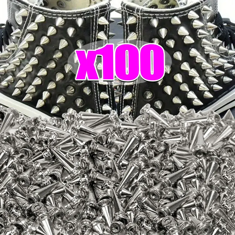 

10/100 шт., металлические шипы в стиле панк, двойная крышка, серебряные заклепки, конусные шпильки, сумки «сделай сам», шипы для одежды, круглые заклепки для ногтей, принадлежности для рукоделия