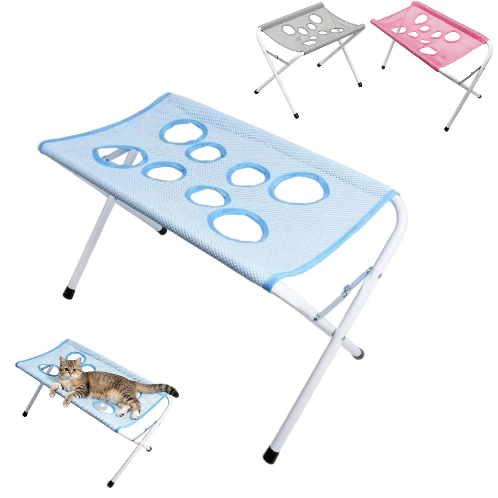 Pet Grooming Hammock Stand Foldable Dog Cat Nail Clipping Harness Stainless Steel Portable Breathable Mesh Grooming Care Tool