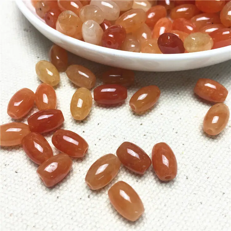 100Pcs 6*9MM Natural Red Dongling Jade Beads DIY Loose Beads for Pendant