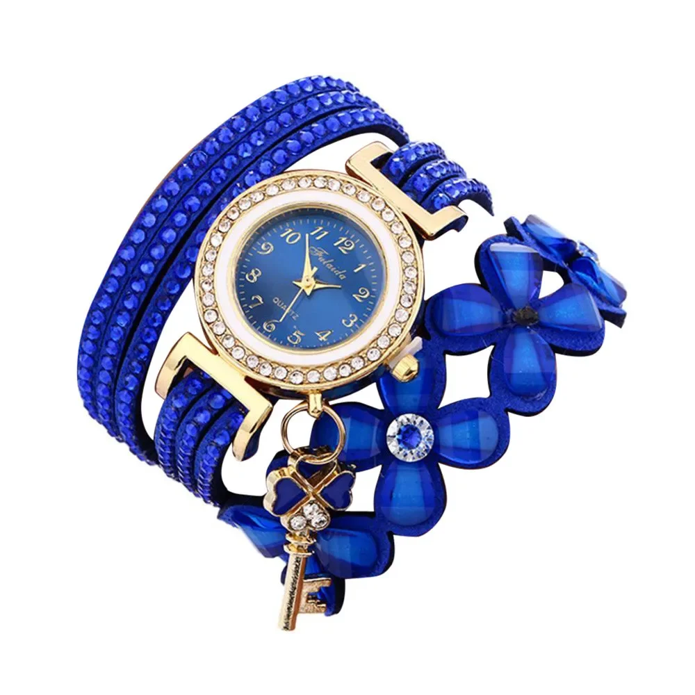 Montre-bracelet en cuir diamant pour femme, fleur de ficelle, montre-bracelet pour femme, mode décontractée