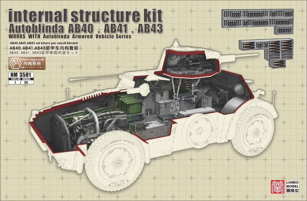 Heavy&Lanmo NM3501 1/35 Autoblinda AB40/41/43 Armored Car Internal Structure Kit