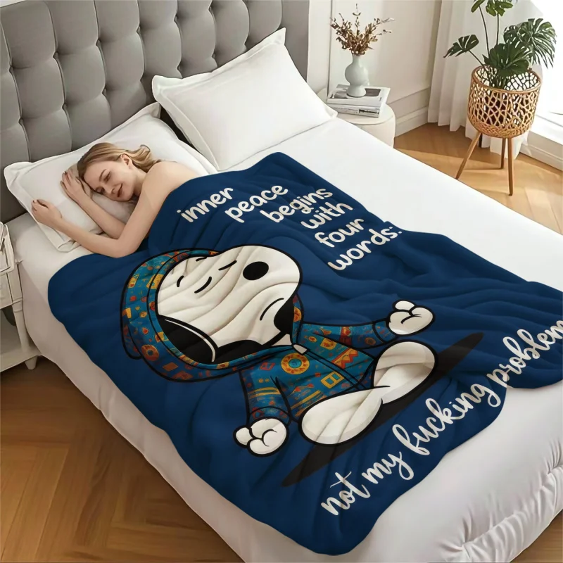 الفول السوداني سنوبي الفانيلا بطانية لينة دائم الفراش يلقي لغرفة المعيشة نزهة رقيق المفرش أريكة غطاء سرير