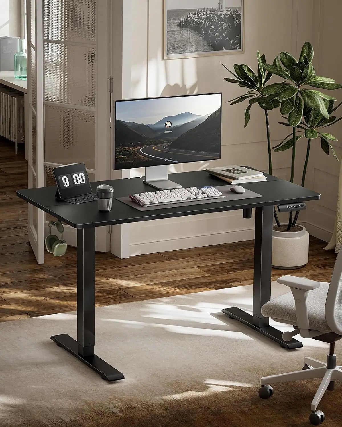 Electric Standing Desk Adjustable Height, 48 x 24 Inch Sit Stand up Desk for Home Office Furniture Computer Desk with 3 Memory P