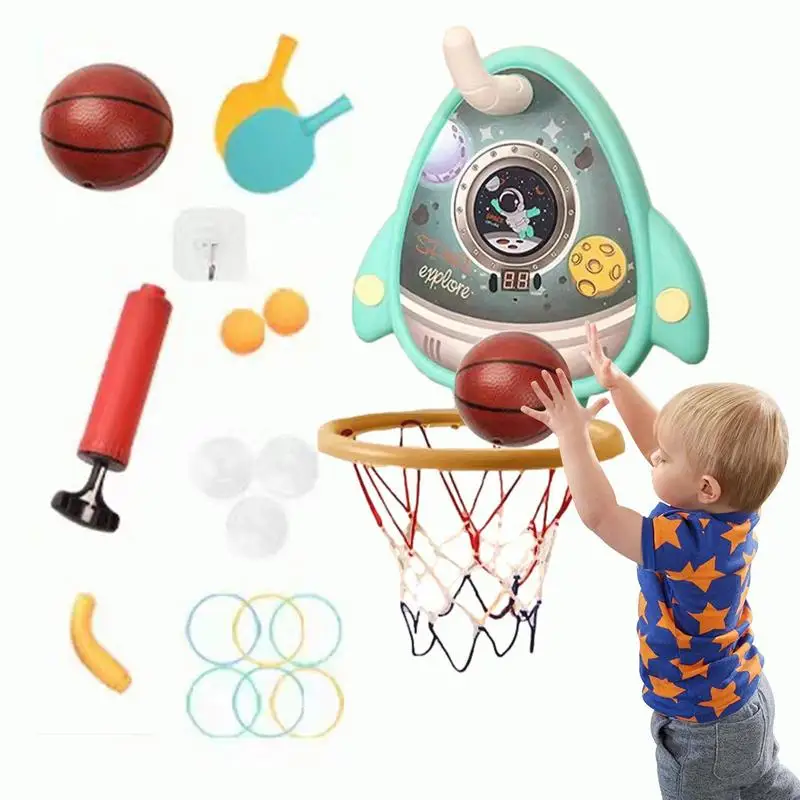 

Basketball Hoop For Kids Adjustable Height Mini Basketball Hoop Movable Space Saving Christmas Birthday Gifts Toy Induction