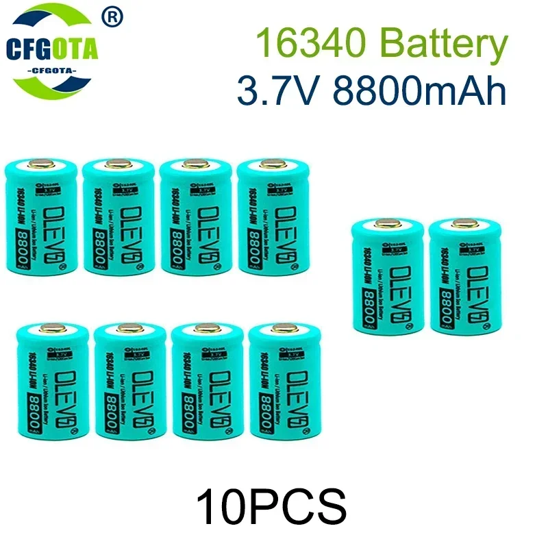 20 PCS 2024 New Li-ion 16340 Battery CR123A Rechargeable Batteriy 3.7V 8800mAh CR123 for Laser Pen LED Flashlight Cell Security