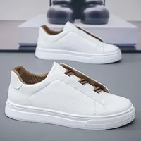 Men's Spring Autumn Korean Style Casual Hong Kong Fashion Trendy Flat Shoes Breathable Rubber Upper Vintage White Student Shoes