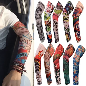 Neue Blume Tattoo Arm Ärmel Nahtlose Outdoor Reiten Sonnencreme Arm Ärmel Sonne Uv Schutz Arm Wärmer Für Männer Frauen