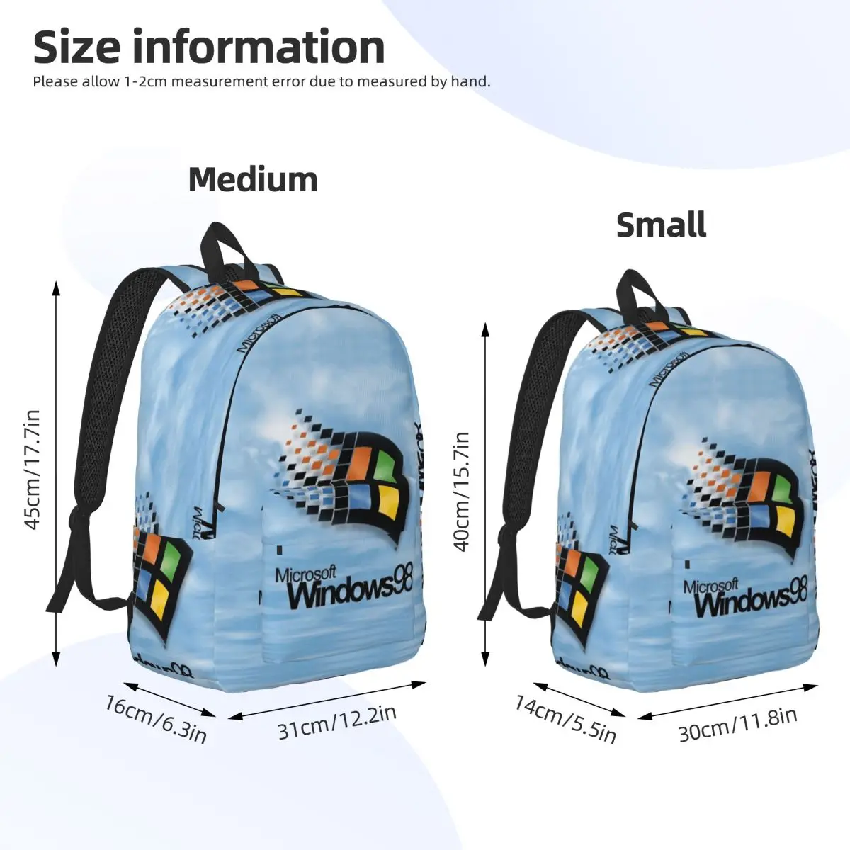 Windows 98 Start Screen Backpack Daypack Large Capacity Children BookBag School Bag Shoulder Bags for Men Women