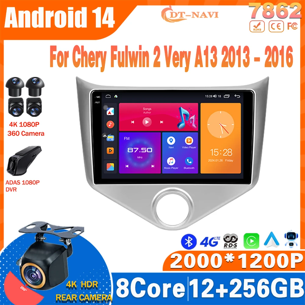 

Android14 Car Radio For Chery Fulwin 2 Very A13 2013 - 2016 Multimidia Video Player Navigation GPS Carplay NO 2Din DVD Head Unit