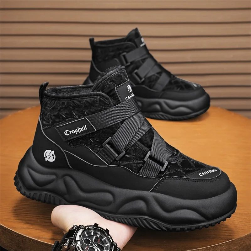 

2024 Men's Fashion Outdoor Vacation Casual Shoes Warm Snow Boots Plush Warm Comfortable Anti Slip Thick Sole Cotton Shoes