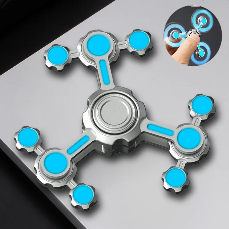 Technologie Gevoel Chaos 3 Dubbele Slinger Lichtgevende Fidget Spinner Legering Super Lange Tijd Vinger Stress Reliëf Speelgoed Voor Volwassenen Kinderen