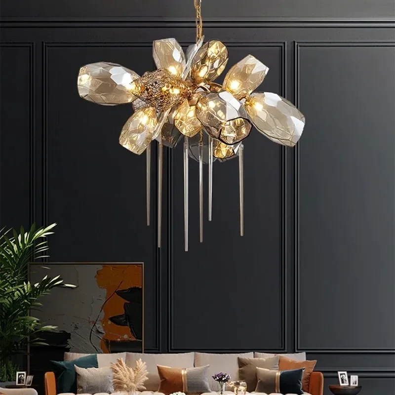 

Luxury Postmodern LED Chandelier Lighting G9 Dining Living Room Crystal Glass Hanging Lamp Creative Villa Lobby Home Art Fixture