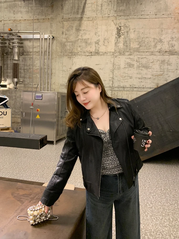 Sli ort cuir Jaet femmes Faion vêtements d'extérieur nouveauté minceur à la mode rue Sle grande taille automne vêtements