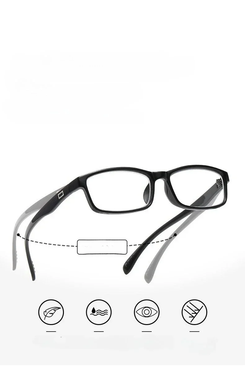 Herren-Presbyopie-Brille mit klassischem Farbverlauf und quadratischem Rahmen, multifokale Lesebrille mit photochrome Linse, 0 bis +4,0 – Detail 3