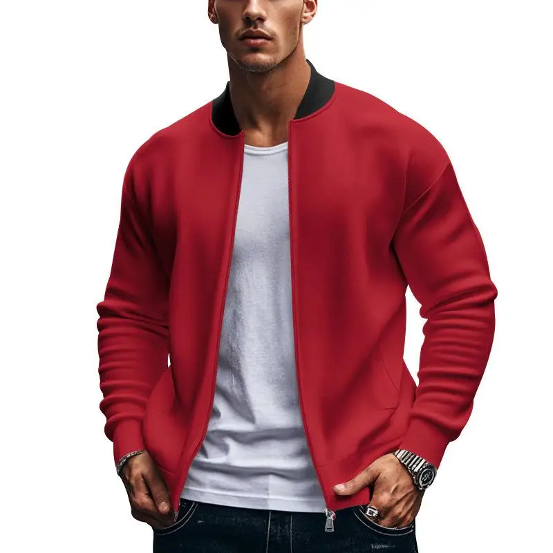 

Men's Autumnal Sle American Baseball Collar Jaet Long Sve Zipper Knitted Sve Slim Fit Sport Scene Outerwear Coat