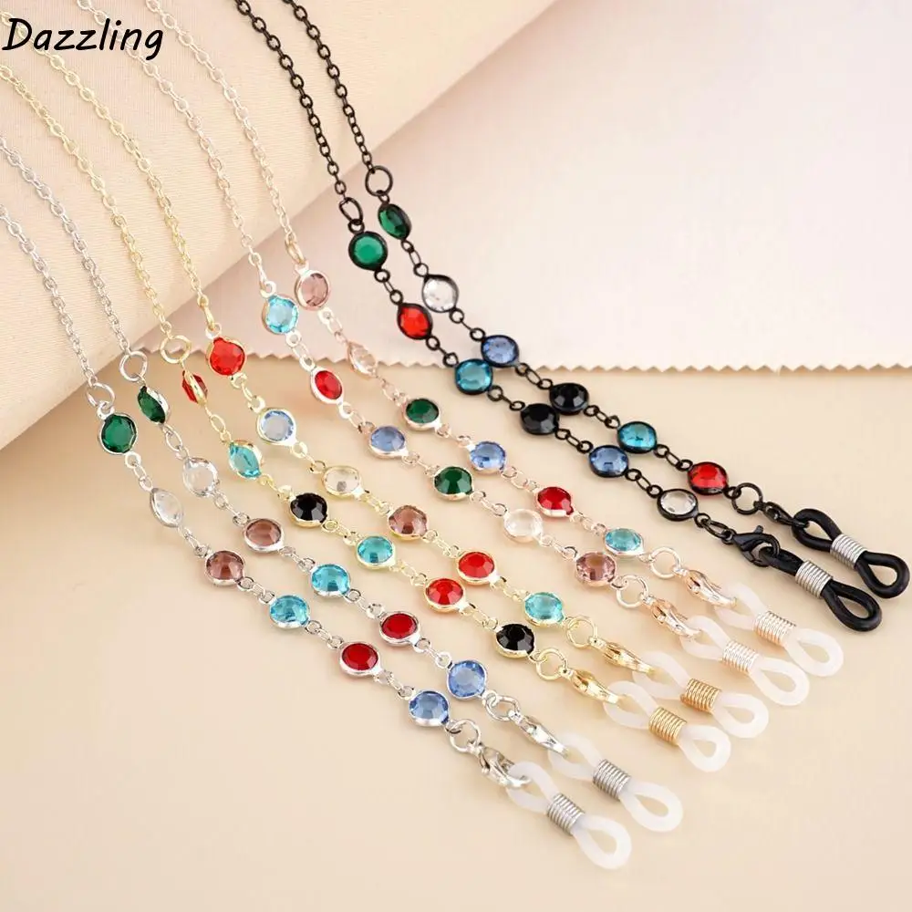 

Chain Mask Lanyard Colorful Rhinestone Hanging Chain Anti-lost Metal Glasses Chain Spectacle Cord Sunglasses Chains Mask Chain
