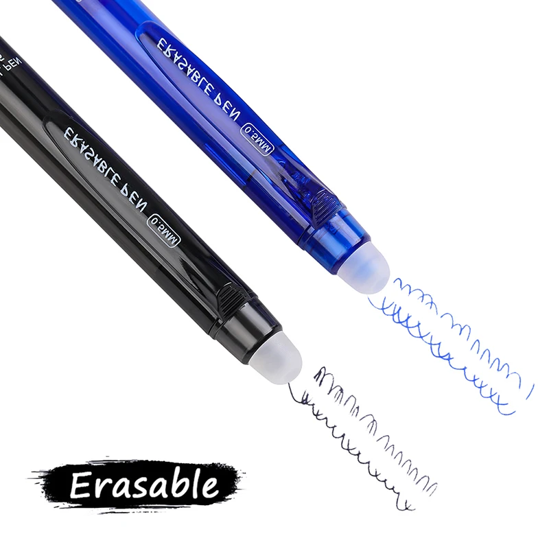 Transparenter, löschbarer Gelstift mit Radiergummi, 0,5 mm, blaue schwarze magische Tinte, glattes Schreiben, waschbar, für Schule, Büro, Schreibwaren – Detail 4