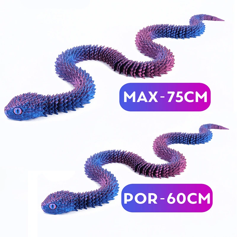 ثلاثية الأبعاد مطبوعة ثعبان للتدوير مفصلية ثعبان مشترك التنقل الحيوان محاكاة نموذج مكتب سطح المكتب زخرفة ديكور المنزل KidsGift #6