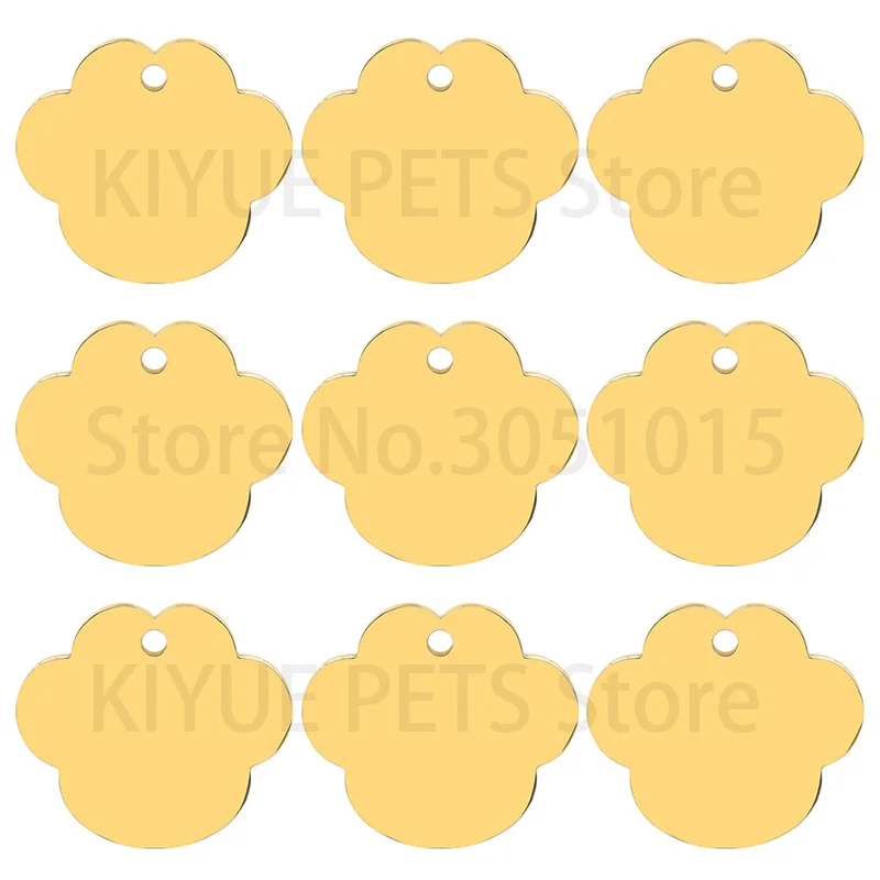 KIYUE 100 Stück Haustier-ID-Tags aus Edelstahl, glitzernde Pfotenform, personalisierter Hund, glitzernd, geräuschlos, niedliche Katzenwelpen, lasergravierter Name 9