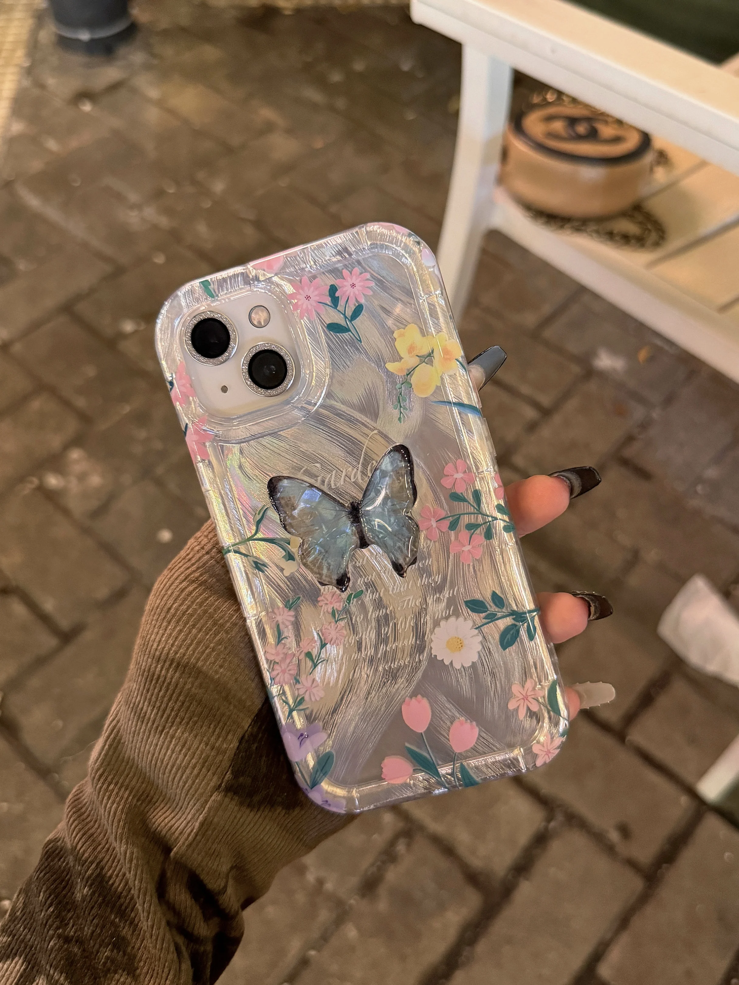 Ins 3D Spring Butterfly Flowers Floral Garden Case for iPhone 15 14 13 Pro Max 12 Pro Plus Cover