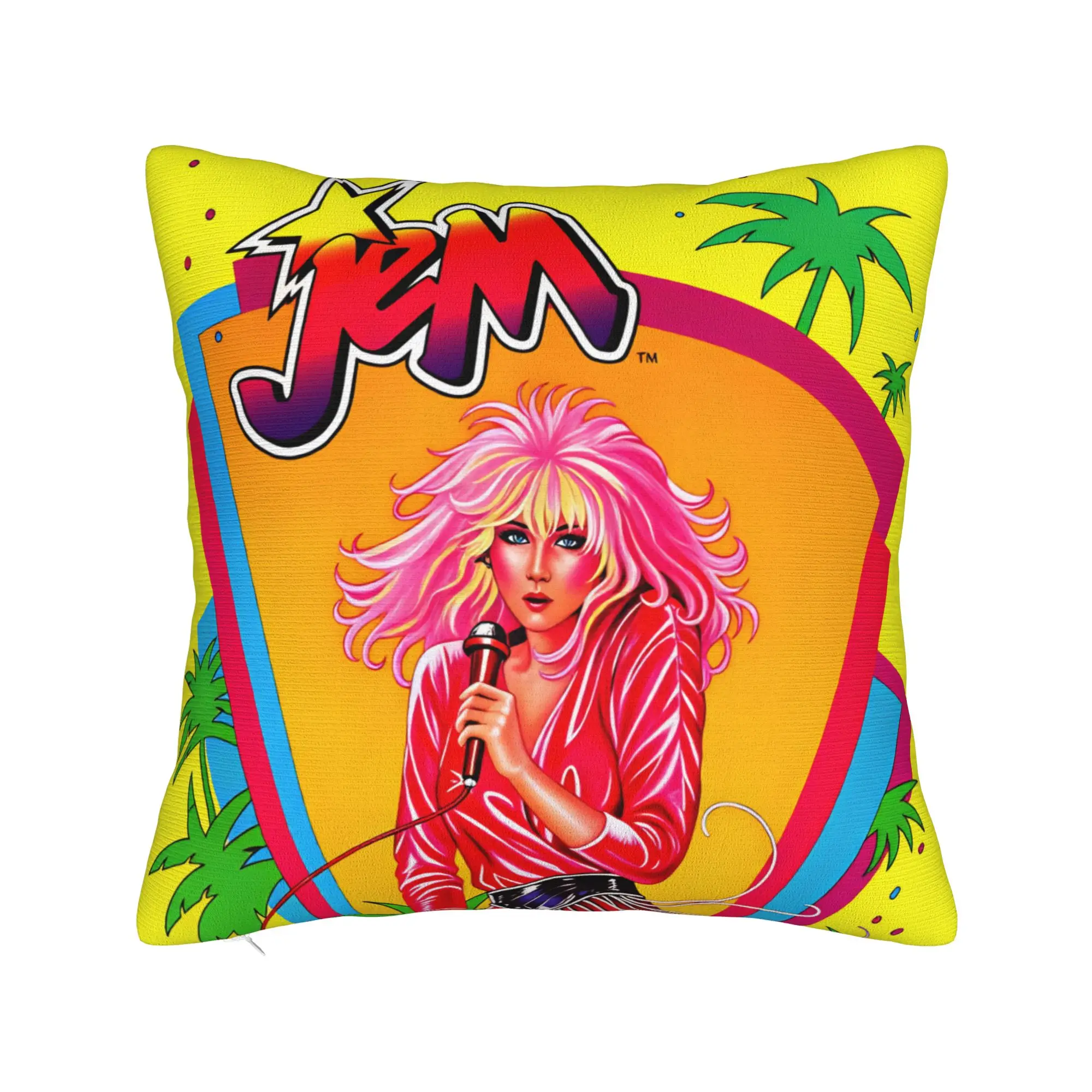 Jem And The Holograms Movie Pillow Case  Retro Trendy Pillow Cover Square Pillowcases For Living Room Sofa