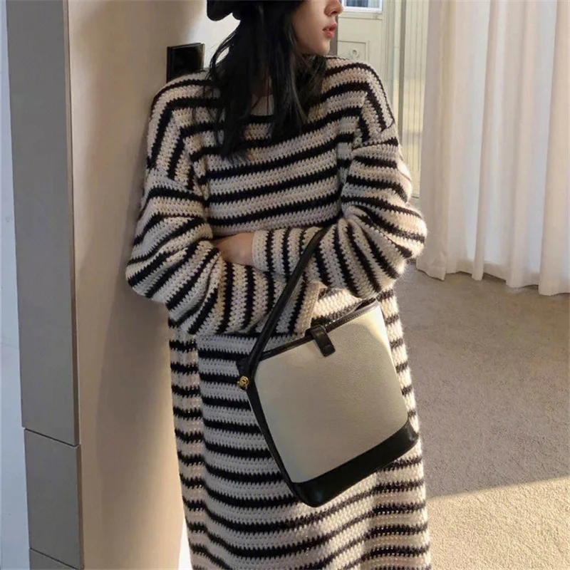 

Knee Length Pullovers For Woman Sweaters Jumpers Women Elegant High-Neck Mid-Length Skiing Middle-Aged Harajuku Sequins Grid Ins