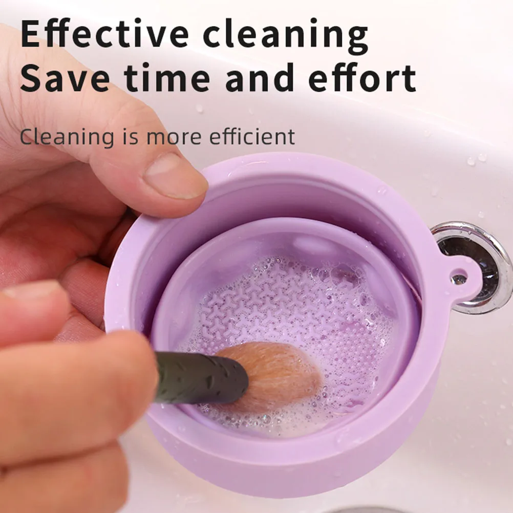 

Folding Makeup Brush Cleaning Cup Purple Silicone Storage Tool for Brushes Cleaner Efficient Scrubber Beauty Accessories