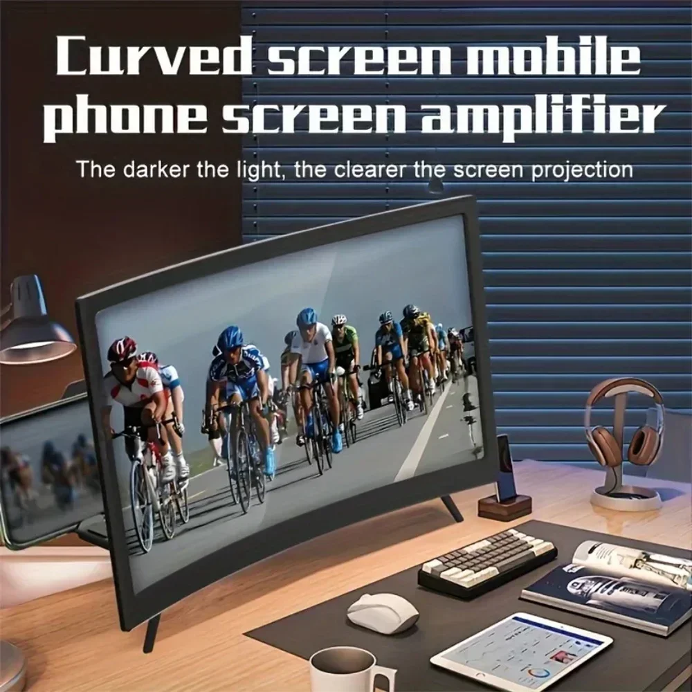 10/12 Inch/Phone Screen 3D HD Magnifier Movie Video Amplifier Holder Enlarger Screen Smart Phone Magnifying Curved Screen image 3
