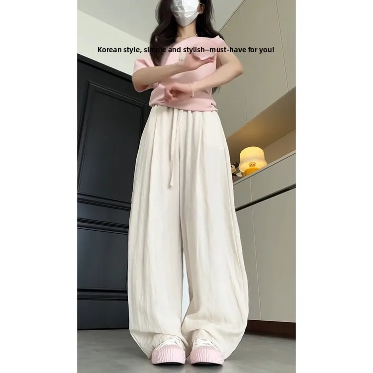Koreanische Sle Einfache Baumwolle Leinen Luftige frauen Sommer Casual Hosen Lose Fit Vielseitig Entspannende Spor Hohe Taille Gerade Bein