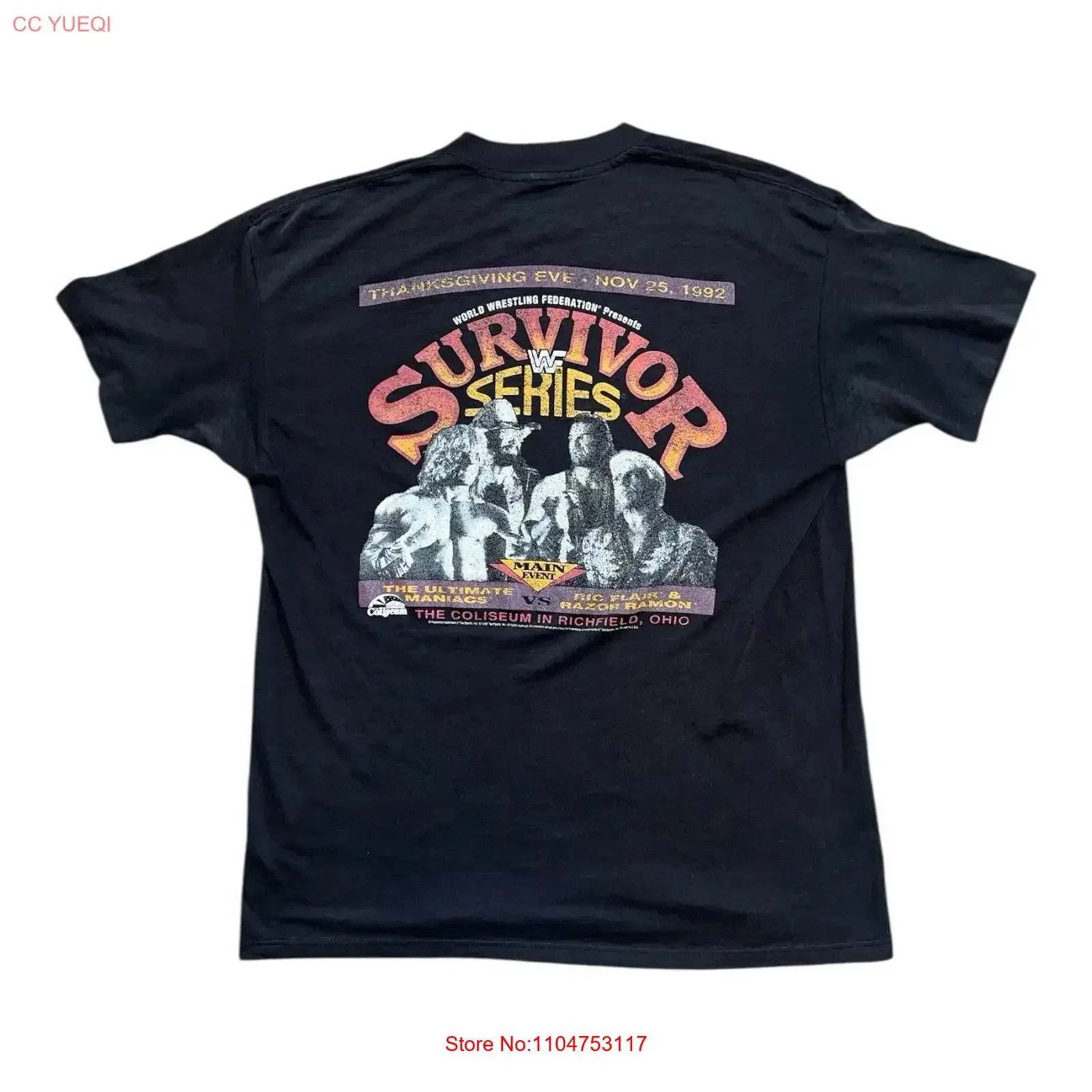 Camiseta Vintage Survivor Series Wrestling 1990 Rara Original WWF Vintage Lavada Respirável Ligeiramente Unissex Casual