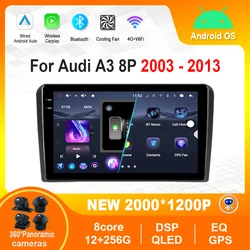 Intelligentie Android Auto Video Multimedia Speler voor Audi A3 8 P 2003-2013 Bluetooth GPS Navigatie WiFi QLED IPS Scherm