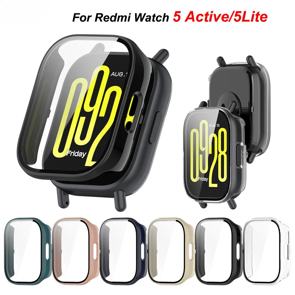 Gehärtetes Glas + Hülle für Xiaomi Redmi Watch 5, aktiver Displayschutz, harte PC-Stoßstangen-Schutzhülle für MI Redmi Watch 5 Lite
