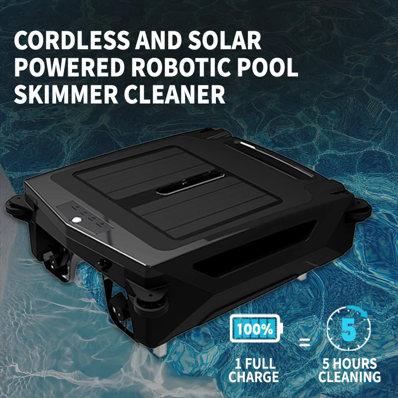 Piscina robótica sem fio de carregamento duplo movido a energia solar robô piscina superfície vácuo automático solar piscina skimmer robô mais limpo