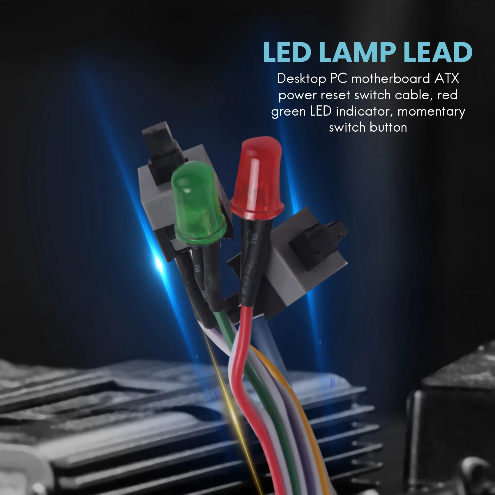 Switch power cord PC Case Red Green LED Lamp ATX Power Supply Reset HDD Switch Lead 20