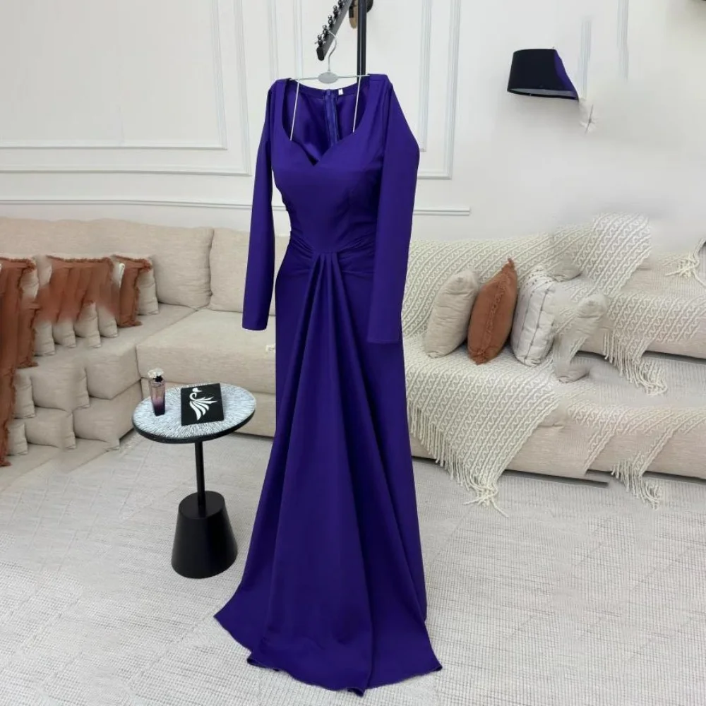 베스트 셀러 우아한 긴 소매 이브닝 드레스 매력적인 프릴 댄스 파티 드레스 절묘한 지퍼 파티 드레스 فساتين سهرة 맞춤형