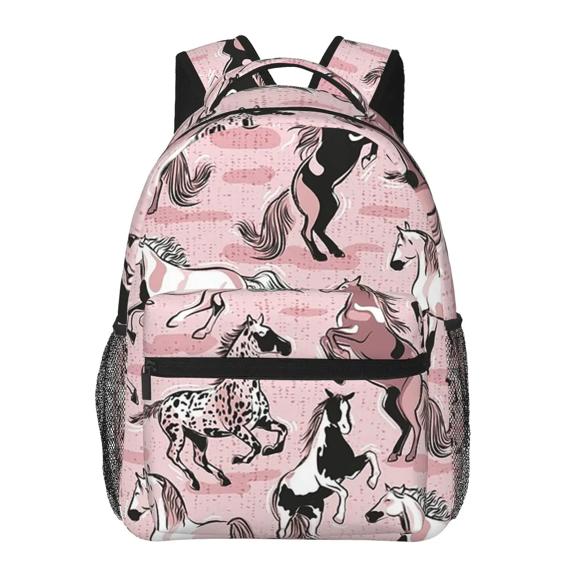 Horses In The Wind Cotton Candy Pink Backpacks Boys Girls Bookbag Students School Bags Cartoon Laptop Rucksack Shoulder Bag