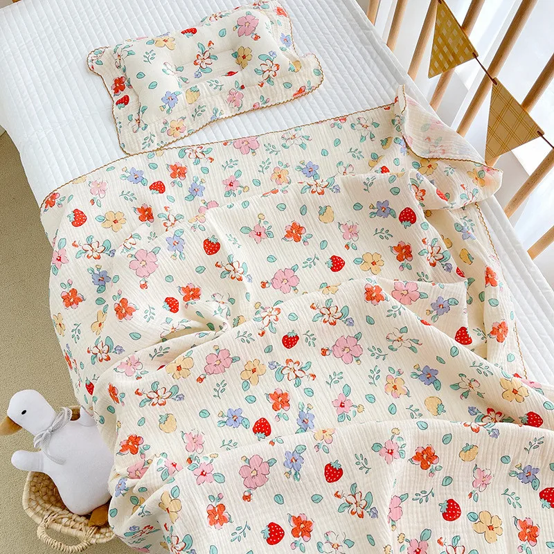 Newborn Baby Blankets 100*110cm Kids Boys Girls Double-Layer Muslin Swaddling Towel Bath Towel Shawl Toddler Comforter Sheet