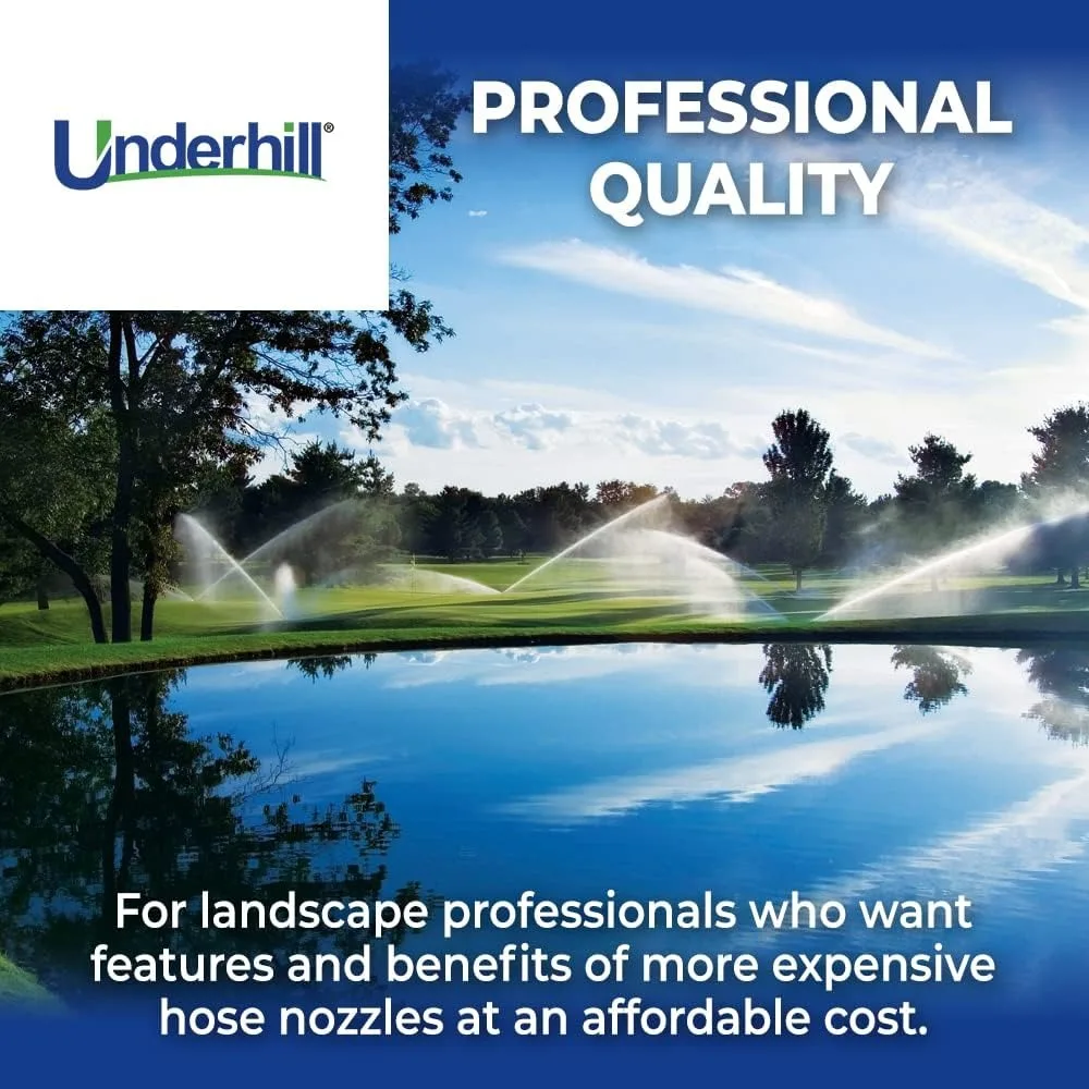 رأس رش فوهة خرطوم مياه للحديقة من سلسلة Underhill Prospray Gold، مدخل خيط 3/4 بوصة، معدن شديد التحمل، قابل للتعديل، T #3