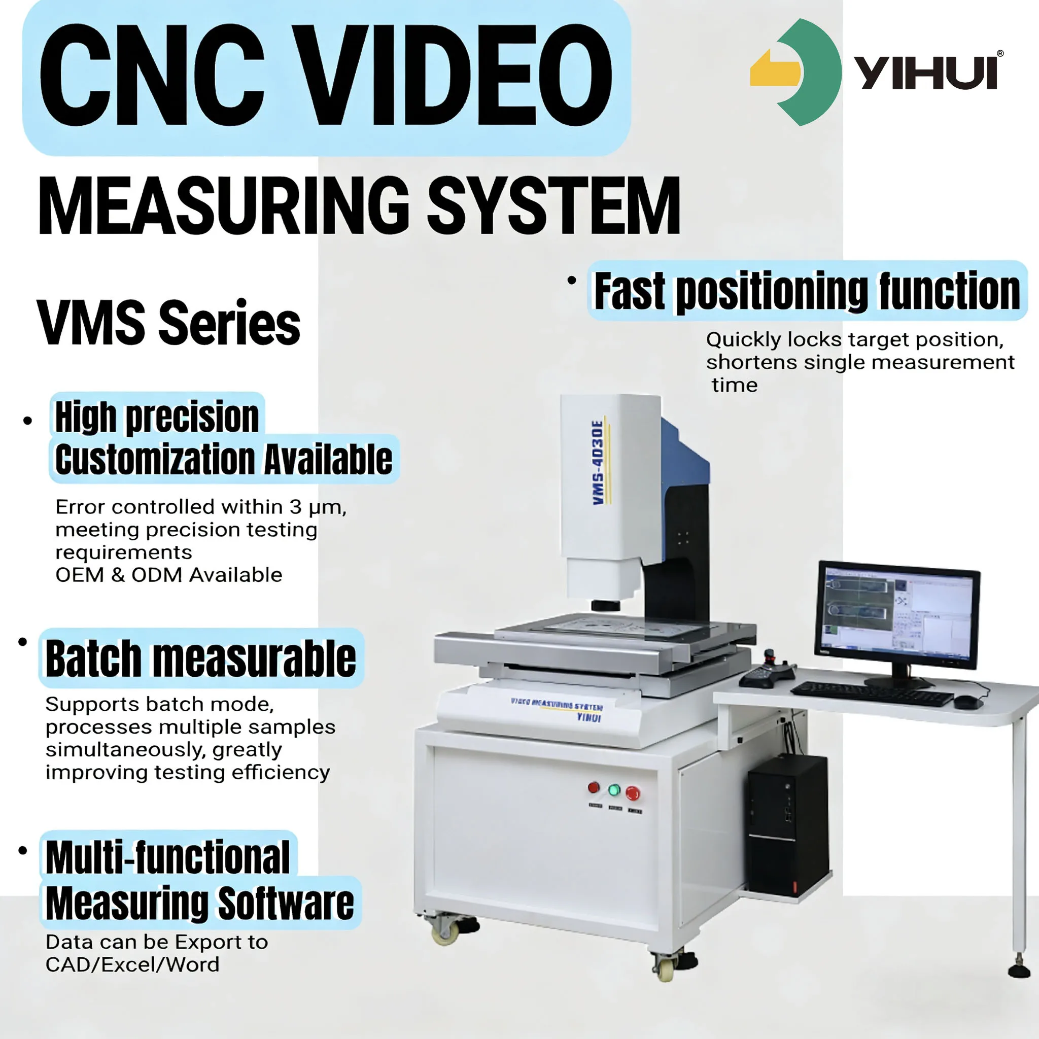 Economical High Precision And High Efficiency Vision Measuring Machine CE Certification 1 Year Warranty